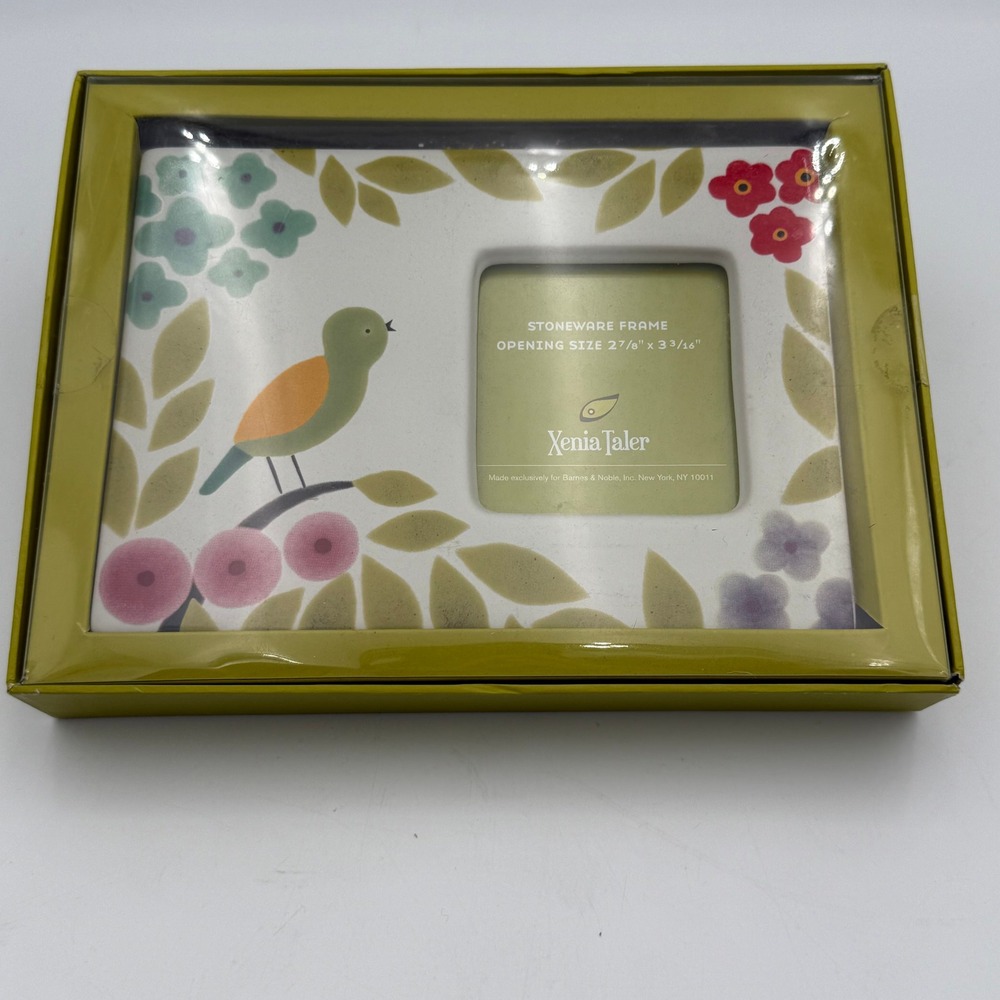 Xenia Taler Bird Stoneware Picture Frame Barnes & Noble Floral Retro HandPainted
